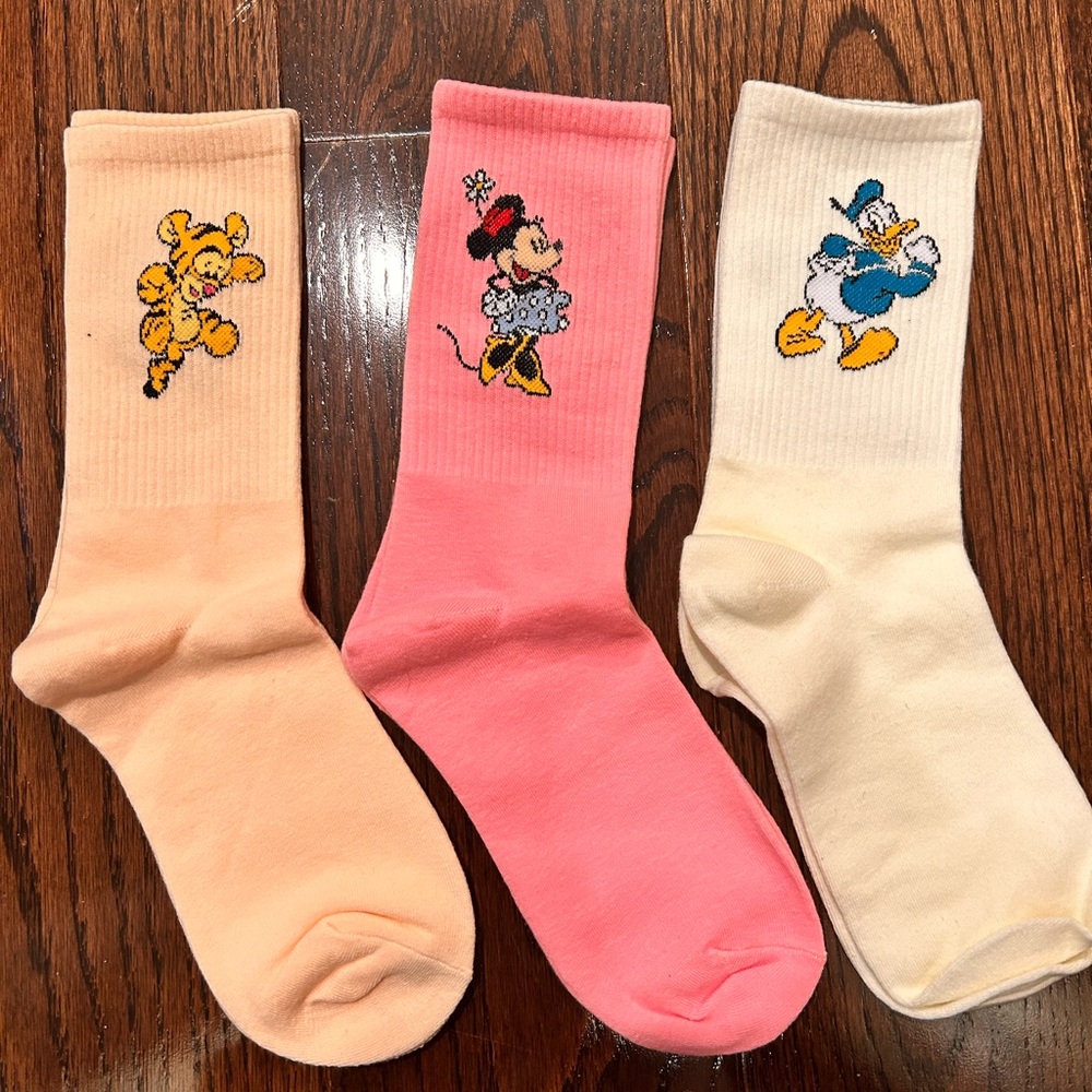 Disney Character Crew Socks - Pink, Peach & Cream
